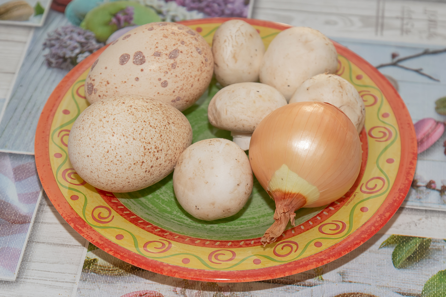 продукты для рецепта Яйца, фаршированные шампиньонами