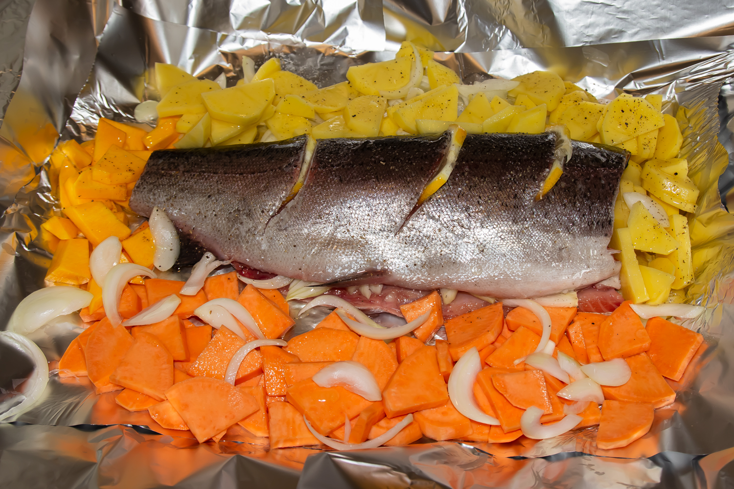 рыба с овощами по рецепту Форель с овощами 