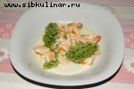  Капуста Романеско с креветками и сливочным соусом