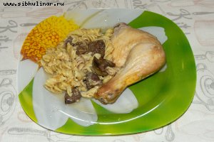 Фаршированная курица макаронами 