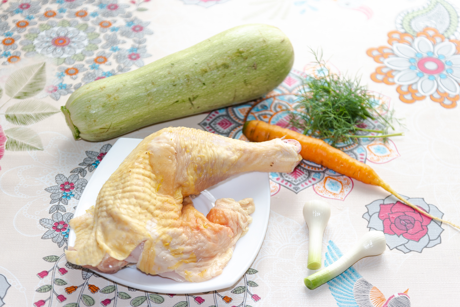 продукты для рецепта Курица с кабачками на сковороде 